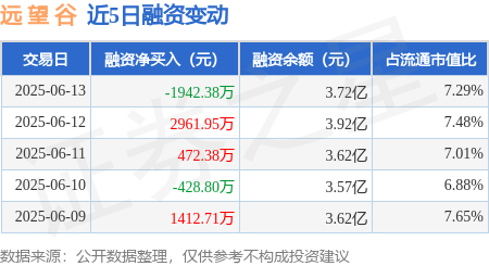 无锡恒鑫配资 远 望 谷：6月13日融资买入8907.88万元，融资融券余额3.72亿元
